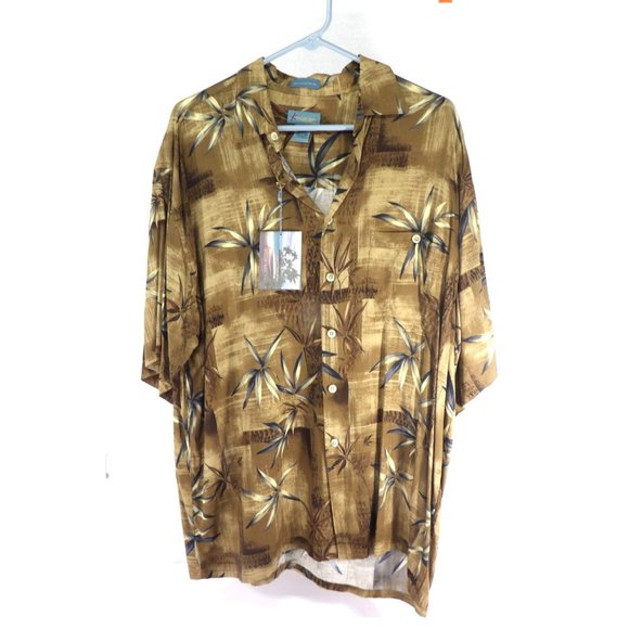 Men's Kaylua Bay Hawaiian Khaki Tropical Palm Leaf Shirt LG. NWT. - Picture 4 of 6